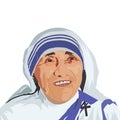 Portrait of Mother Teresa was an Albanian Roman Catholic nun, also known as Blessed Teresa of Calcutta. Hand drawn vector portrait Royalty Free Stock Photo