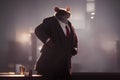 Portrait of mouse rat boss in suit in the office. Symbol. Generative AI