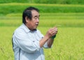 Portrait of Mr Kanoe independant rice grower in Japan Royalty Free Stock Photo