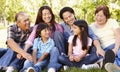 Portrait multi-generation Asian family in park Royalty Free Stock Photo