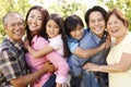 Portrait multi-generation Asian family in park Royalty Free Stock Photo