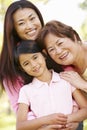 Portrait multi-generation Asian females in park Royalty Free Stock Photo