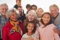 Portrait Of Multi-Generation Family Group On Winter Beach Vacation Royalty Free Stock Photo
