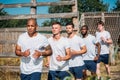 portrait of multicultural young soldiers running