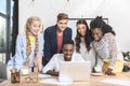 portrait of multiethnic young business team working Royalty Free Stock Photo