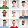 Portrait of Multiethnics People in a Row Royalty Free Stock Photo