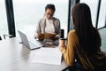 Portrait of multinational businesswomen during job interview in office