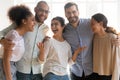 Portrait of multiracial millennial friends posing for picture Royalty Free Stock Photo