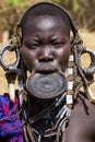 Portrait of a Mursi woman in Ethiopia Royalty Free Stock Photo