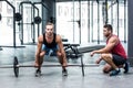 Portrait of a muscular man lifting a barbell Royalty Free Stock Photo