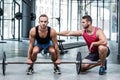 Portrait of a muscular man lifting a barbell Royalty Free Stock Photo