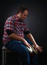 Portrait of musician with bongo Royalty Free Stock Photo