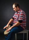 Portrait of musician with bongo Royalty Free Stock Photo