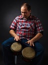 Portrait of musician with bongo Royalty Free Stock Photo