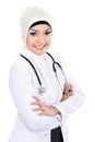 Smiling asian medical doctor in scarf