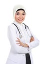 Smiling asian medical doctor in scarf