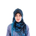 Portrait of a Muslim Islam woman on white Royalty Free Stock Photo