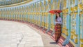 Myanmar woman at Umin Thonze Pagoda Sagaing hill Mandalay Myanmar Royalty Free Stock Photo