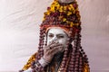 Portrait of naga sadhu at kumbh mela