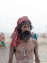 Portrait of naga sadhu at kumbh mela