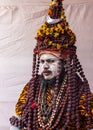 Portrait of naga sadhu at kumbh mela Royalty Free Stock Photo