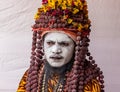 Portrait of naga sadhu at kumbh mela Royalty Free Stock Photo