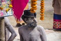 Portrait of a naga sadhu taken at ganga sagar transit camp kolkata west bengal Royalty Free Stock Photo