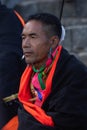 Portrait of a Naga tribesman wearing traditional attire