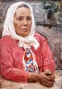 Portrait of nanny Katya. Painting by Soviet artist Arkady Plastov 1968-1970