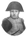 Portrait of NapolÃÂ©on Bonaparte in army costume in the old book The History of Napoleon, by I. Guryanov, 1832, Moscow