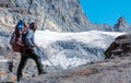 Portrait of Nepalese Mountain Guide staying on Glacier toned