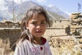 Portrait nepali child on the street in Himalayan village, Nepal