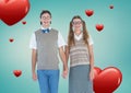 Portrait of nerd couple holding hands