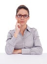 Portrait of the new business professional. Studio portrait of a stern-looking young businesswoman wearing glasses