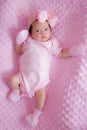 Portrait of newborn baby with big bow Royalty Free Stock Photo