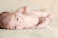 Portrait of newborn baby lying down over a blanket Royalty Free Stock Photo