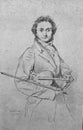 The portrait of NiccolÃÂ² Paganini, an Italian violinist, violist, guitarist, and composer, Jean-Auguste-Dominique Ingres, a French