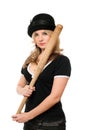 Portrait of nice young lady with a bat Royalty Free Stock Photo