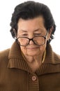 Portrait of nostalgic sad grandmother looking down Royalty Free Stock Photo