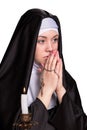 Portrait of nun on a white background Royalty Free Stock Photo