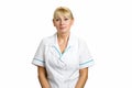 Portrait of nurse in white uniform. Royalty Free Stock Photo