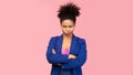 Portrait of offended afro girl with folded arms Royalty Free Stock Photo