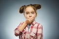 Portrait of offense girl. Negative human emotion Royalty Free Stock Photo