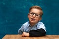 Portrait of office worker child wearing eyeglasses Royalty Free Stock Photo