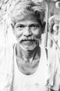 Portrait of old face indian man
