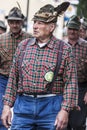 Portrait of an old italian alpine military man in parade