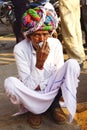 Portrait of old man in turban.
