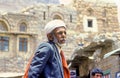 Portrait of old senior man with the typical yemenite dress