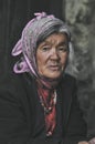 A Portrait of an old Tibetan woman from Ladakh Royalty Free Stock Photo