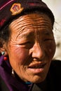 Portrait of an old traditional woman from Tibet